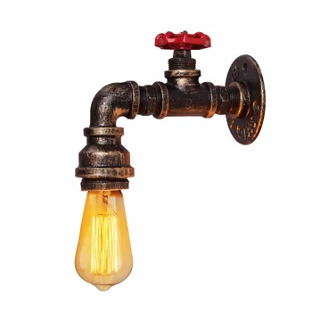 

Vintage Loft Industrial Wall Sconce Light Rust Iron Water Pipe Lamp Retro E27 Wall Lamp Steampunk House Art Decor Light Fixtures
