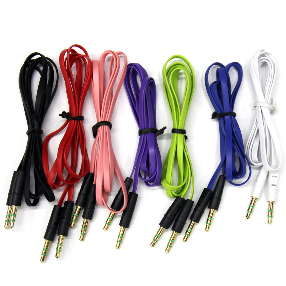 AUTO  car-styling  2018 hot sale Top noodle Aux Stereo 3.5mm 1 m Car Male to M AUX AUXILIARY sound Stereo Audio Data Cable MP3