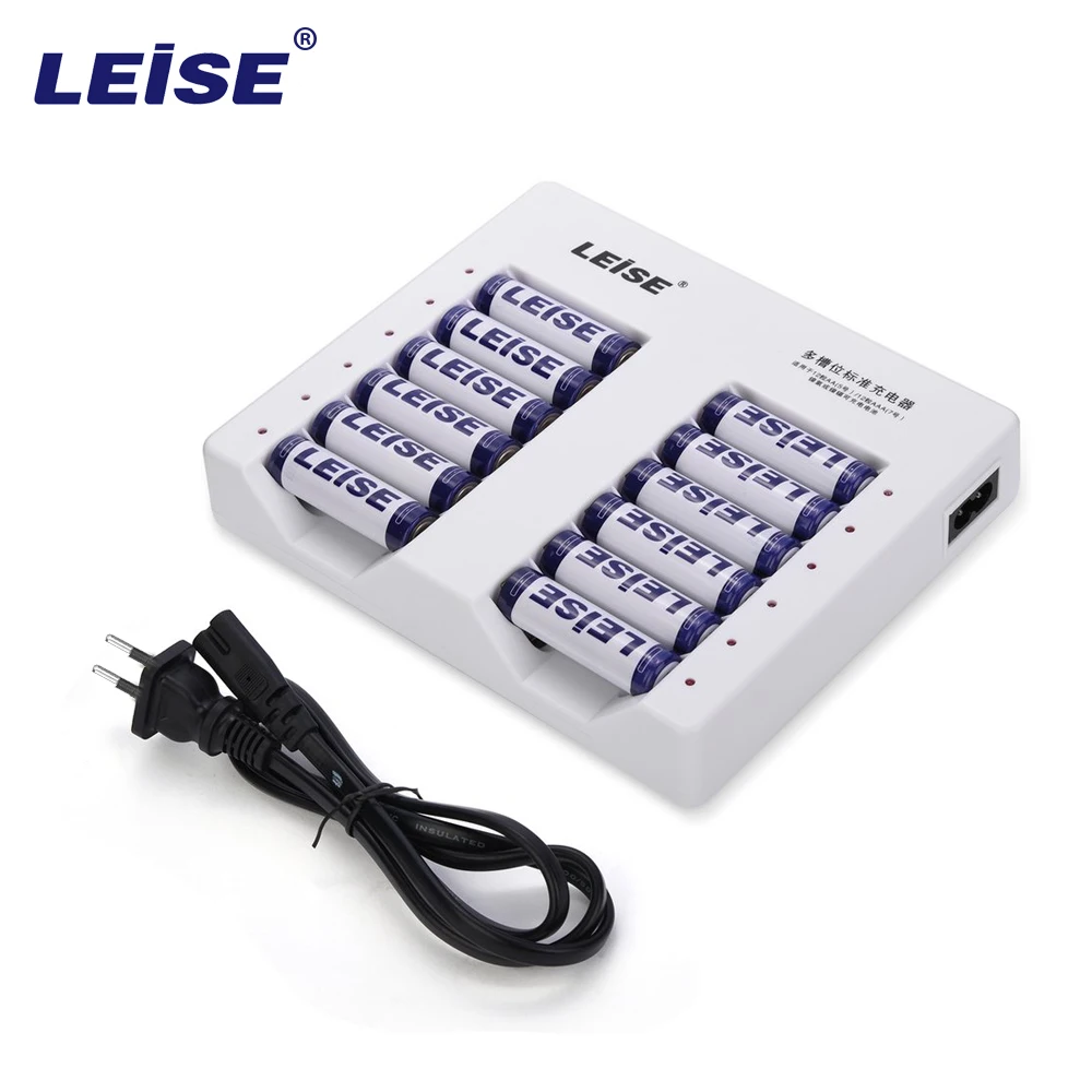 

Leise 812 12 Slots Smart Rechargeable Battery Charger Set Adapter For AA/AAA Ni-MH Nicd 12PCS 2200mAh AA Batteries US Plug