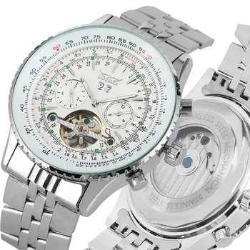 

Automatic Mechanical Watches Self Wind for Men Large Dial with Calendar Skeleton Luminous Function Mechanical Wristwatches