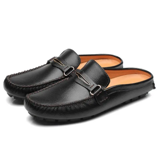 Комфорт мулы Мужская обувь повседневная мода Половина черное и белое пэчворк слипоны лето воздухопроницаемый мокасины синий - Цвет: Black 1