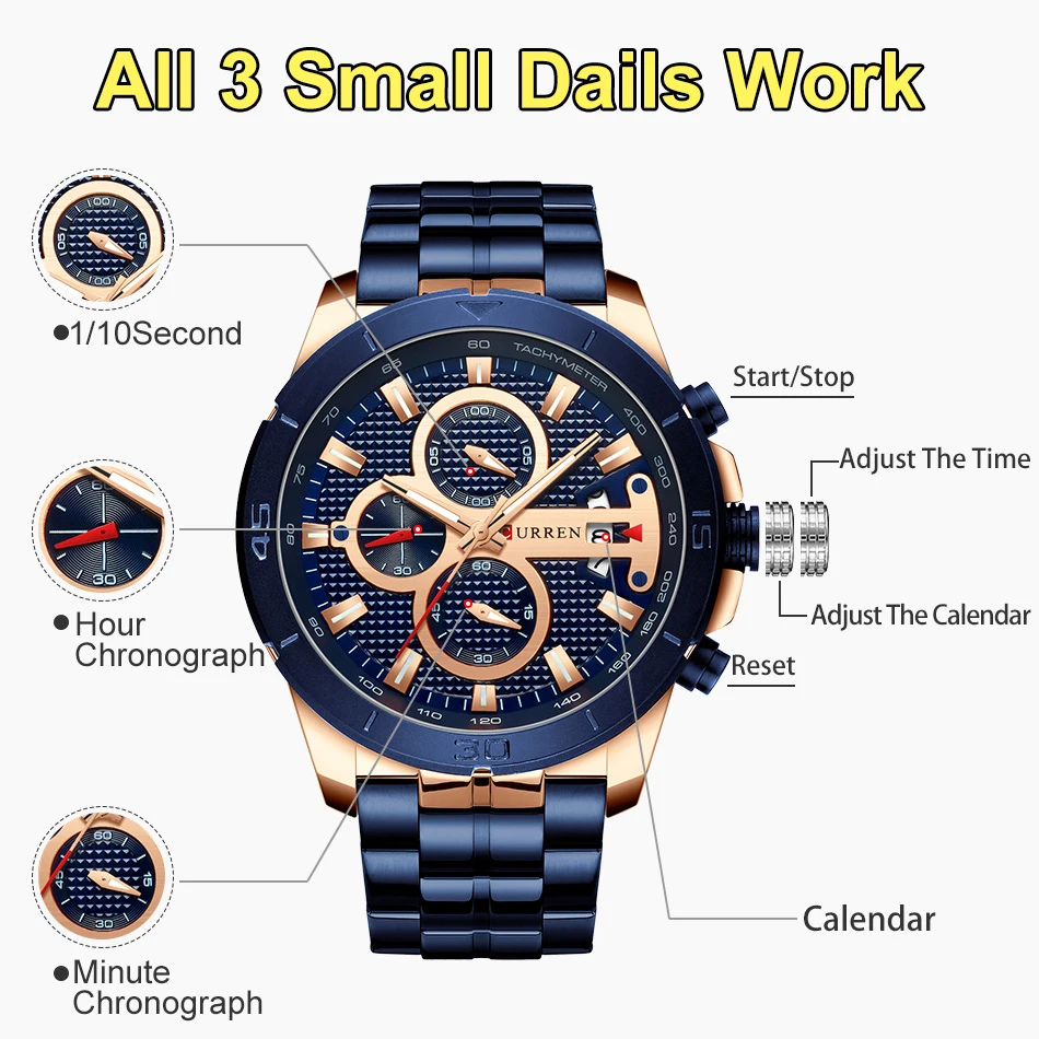 Мужские часы Curren Топ бренд класса люкс Бизнес золотые мужские наручные часы хронограф золотые мужские часы Relogio Masculino
