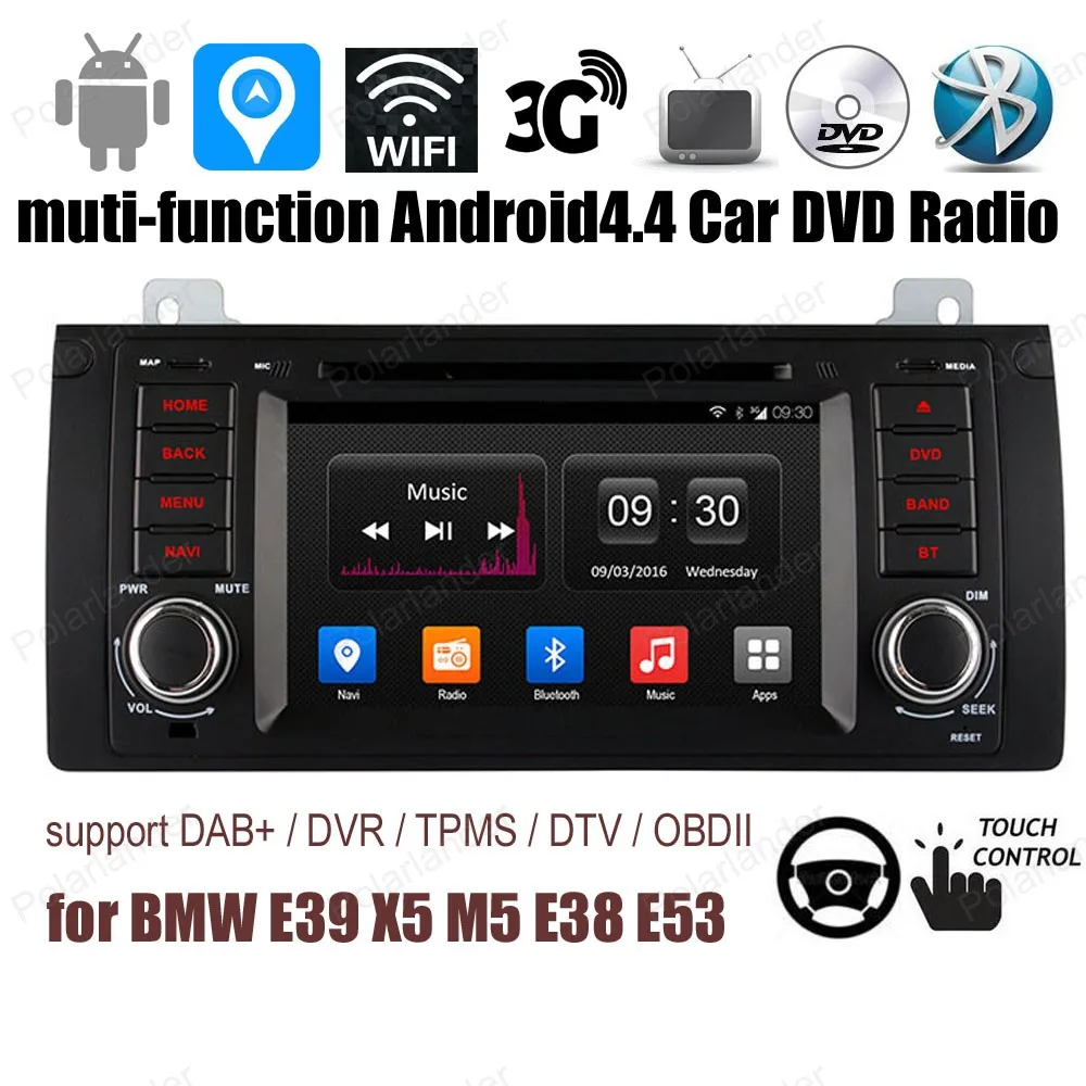 Best Android4.4 7 inch Car DVD For BMW E39/X5/M5/E38/E53 FM AM radio Support BT GPS 3G WiFi OBD DVR DAB+ RDS TPMS 0