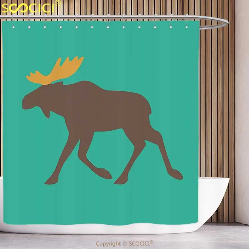 Полиэстеровая занавеска для душа Moose Декор с оленями иллюстрация Олень Семья