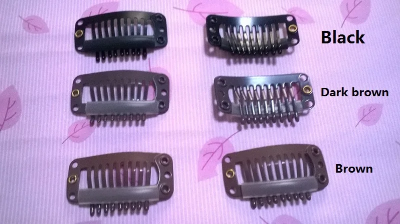 

100pcs hair extension snap clip toupee wig clips tools 3.2cm brown color