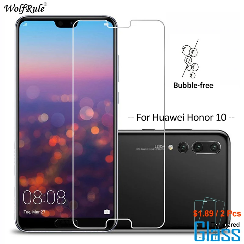 WolfRule 2 шт. защита экрана из закаленного стекла для Huawei Honor 10 Защитная пленка