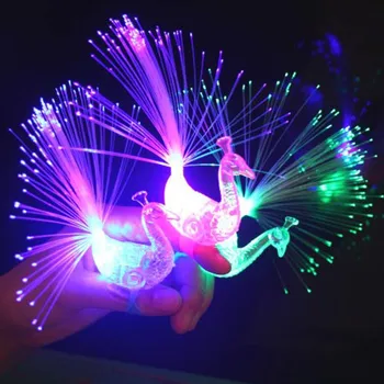 

Peacock Led Fiber Bright Finger Ring Lights Beam Torch Halloween Party Wedding