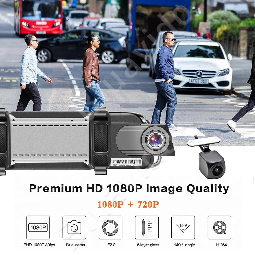 Зеркало заднего вида Bluavido 4G 10 дюймов IPS DVR ADAS Android GPS навигация FHD 1080P двойной