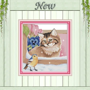 

Birds and cats animal painting Counted printed on the canvas DMC 14CT 11CT Cross Stitch Needlework kit,Embroidery Set House wall