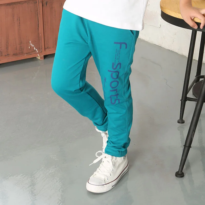 Штаны для мальчиков; хлопковые брюки; осень г.; F-SPORTS повседневные спортивные штаны с буквенным принтом; детская одежда для мальчиков; одежда для активного отдыха; детские штаны - Цвет: BLUE boys pants