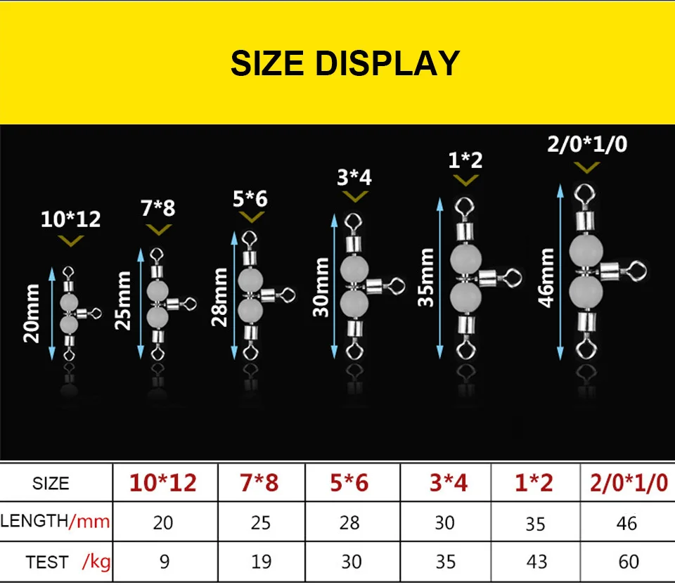 Ходьба рыбы 10 шт./лот 3 пути светящиеся Вертлюги разъем шарикоподшипник поворотный оснастки твердые кольца прокатки поворотный стальной Морской рыболовный крючок