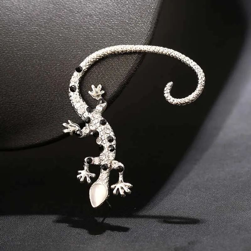 Рок Gecko запонки для ушей черные/прозрачные хрустальные ящериц и змей ювелирные