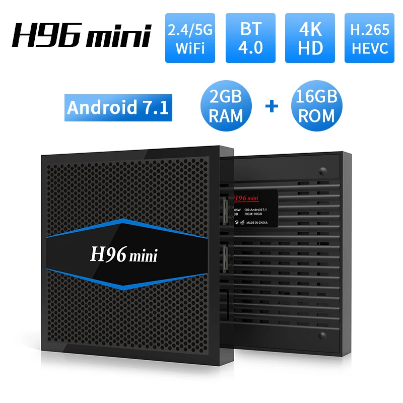 

Original H96 Mini Android TV Box 2GB + 16G Android7.1 Amlogic S905W Set Top Box 2.4+5G Wifi BT4.0 HD 2.0 H.265 4K Media Player