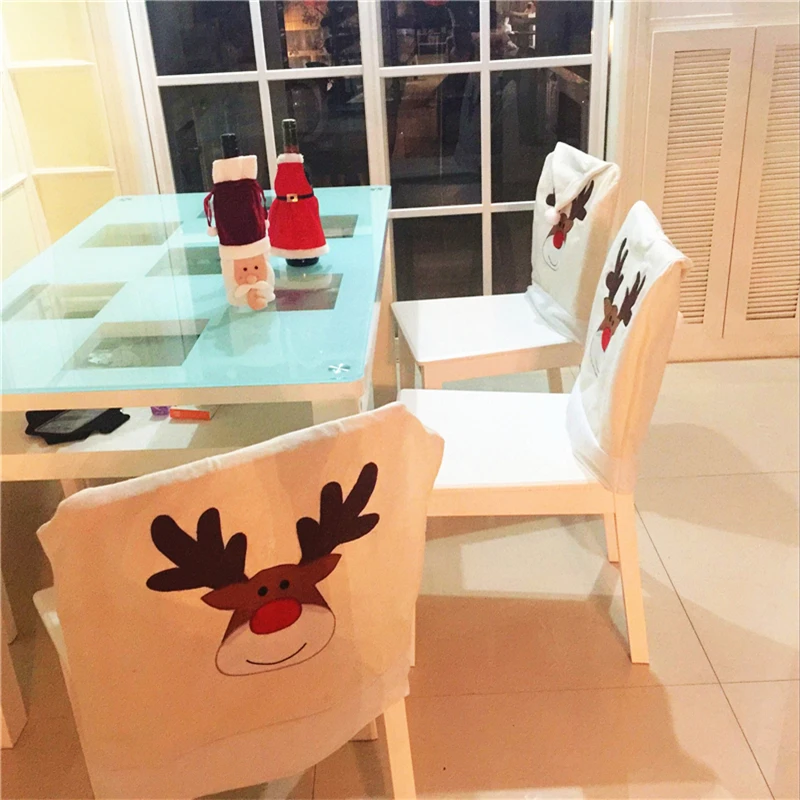 Рождественское нетканое кресло с вышивкой, набор белого цвета, высокое качество, Рождественский Декор стола, модное Рождественское украшение для дома MFD69