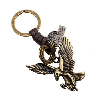

24 Pcs/Lot Eagle Keychain Statement Jewelry Sale Bronze Color Steel Hawk Animal Charm Car Key Chain Bulk Wholesale