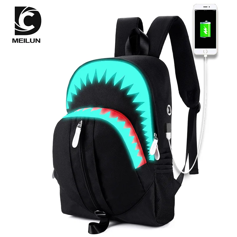 

Student School Backpack Anime Luminous USB Charge Laptop Computer Backpack For Teenager Anti-theft