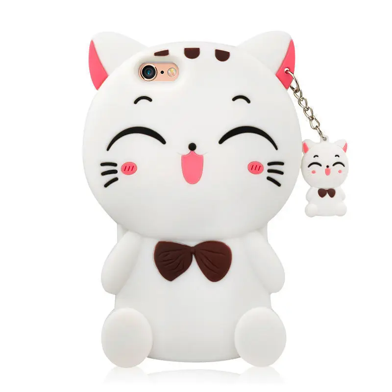 Мягкий силиконовый чехол для мобильного телефона с 3D рисунком для Apple iPhone 5 5S 5C SE 6 6S 6 Plus 7 8 Plus X XS XR XS Max - Цвет: White Lucky Cat