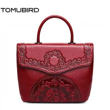 TOMUBIRD Улучшенная воловья кожа тисненые цветы известный бренд Женская сумка первый слой из натуральной кожи сумки на плечо