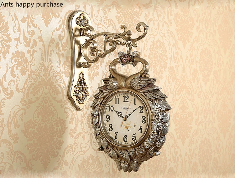 Винтажные декоративные двухсторонние металлические настенные часы в античном стиле настенные часы подвесные часы Двухсторонние настенные часы