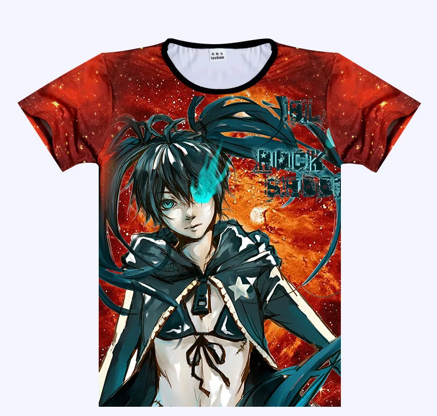 Бесплатная доставка Аниме Манга Black Rock Shooter футболка Для женщин мужчин Косплэй Mesh