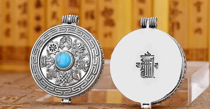 925 серебро тибетская шесть слов пословица коробка GAU кулон ожерелье стерлингового серебра буддийские символы молитвенная коробка кулон ожерелье - Окраска металла: Pendant 3 Only