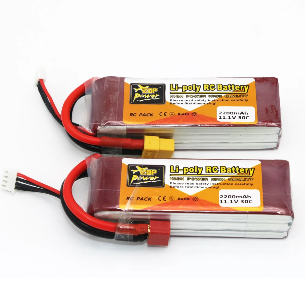 1pcs ZOP Power 11 1V 2200mAh 30C Lipo Battery T Plug XT60 Plug For font b