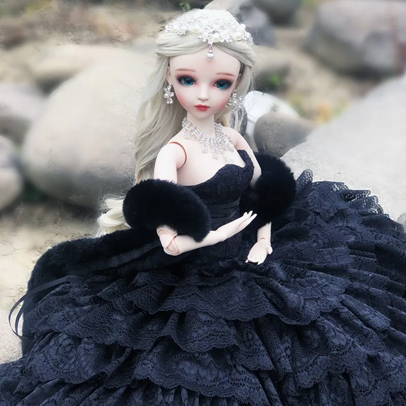 BJD 1/3 куклы для девочек коричневые глаза кукла невеста черное свадебное платье