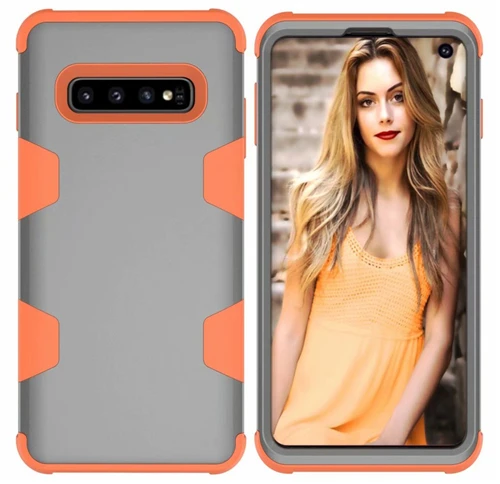 Grey and orange 360 Полный бронированный чехол для телефона samsung Galaxy S10 S10 Plus Note 9 S9 PC Силиконовый ТПУ противоударный чехол Note 8 S8 - Цвет: Grey and orange