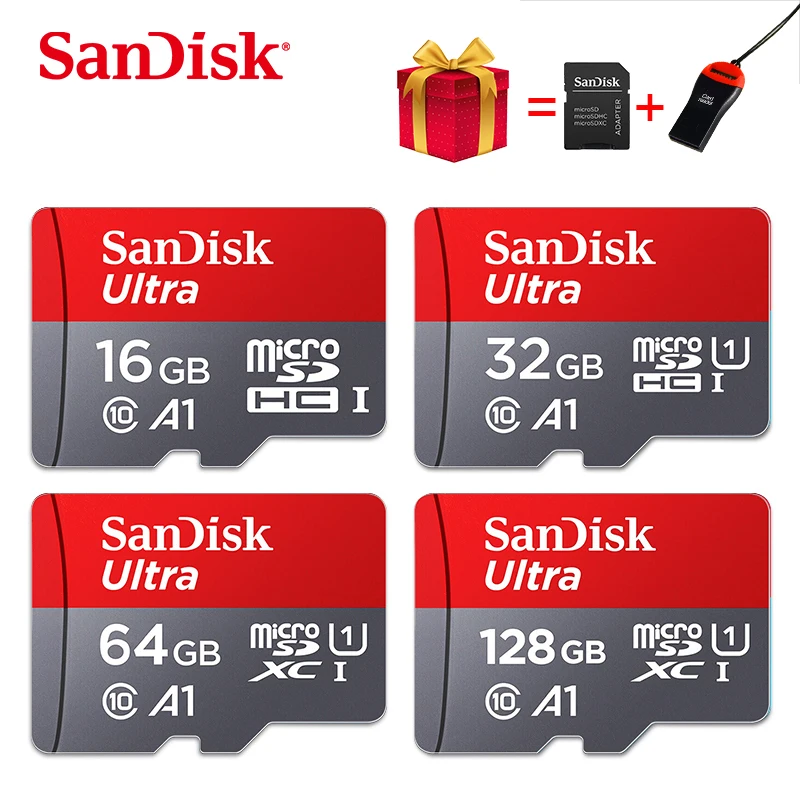 

SanDisk Micro SD Card 16GB 32GB 64GB 128GB 200GB 256GB 400G Memory Card C10 U1 A1 Flash TF Microsd Card free Card Adapter