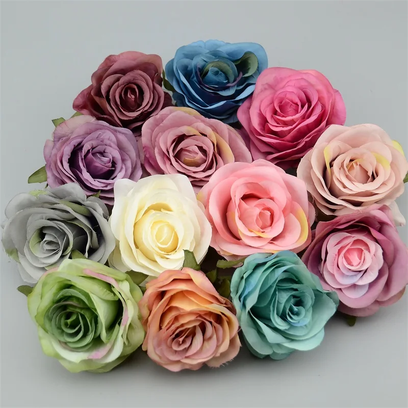 

3pcs 8cm Artificial Silk Rose Flower Head For Wedding Home Decoration DIY Scrapbooking Handmade Craft Accessories Fake flowers