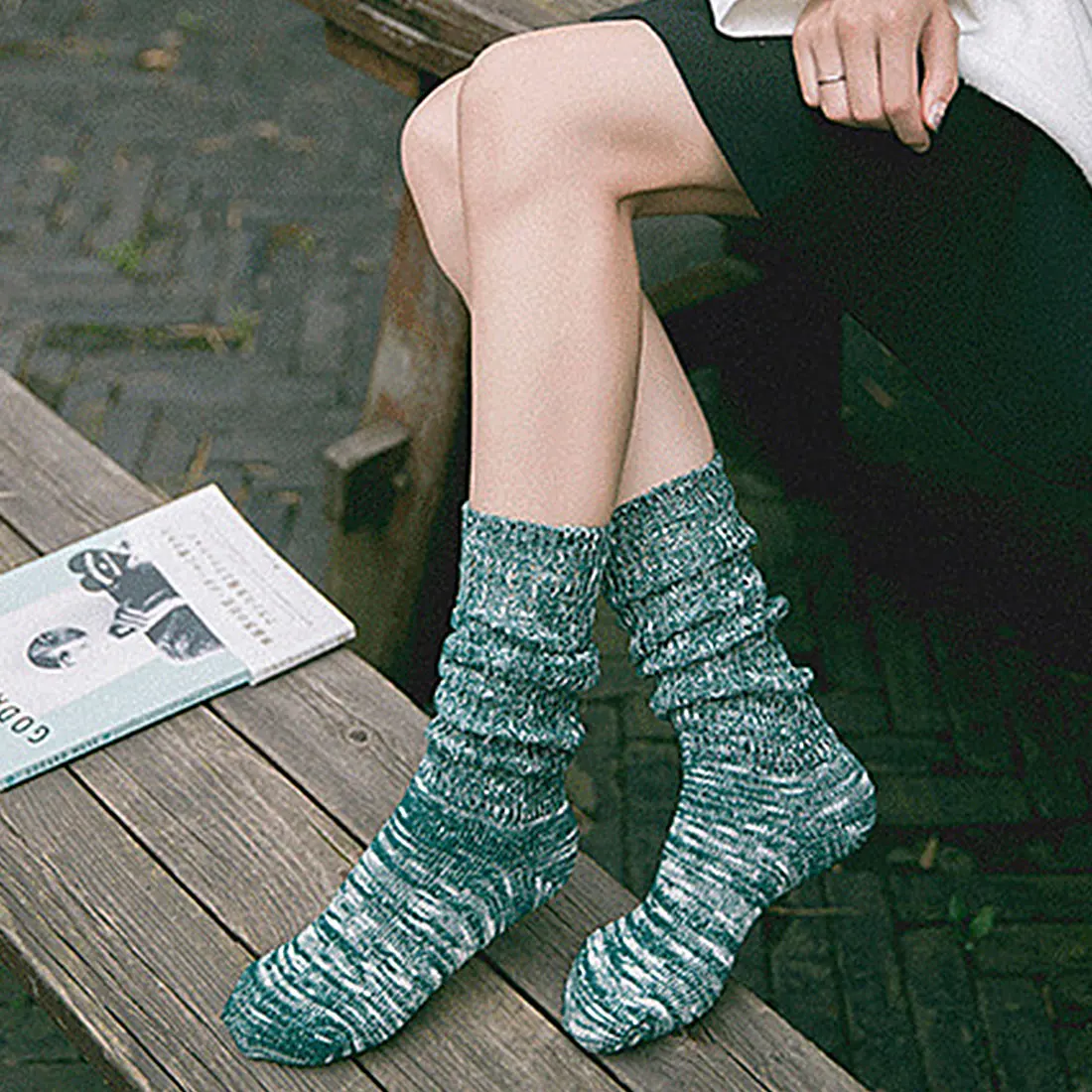 

Autumn Winter Charming Cotton Autumn Winter Thick Knitted Thermal Pure Color Ladies Women Brand Long Harajuku Loose Boot Socks