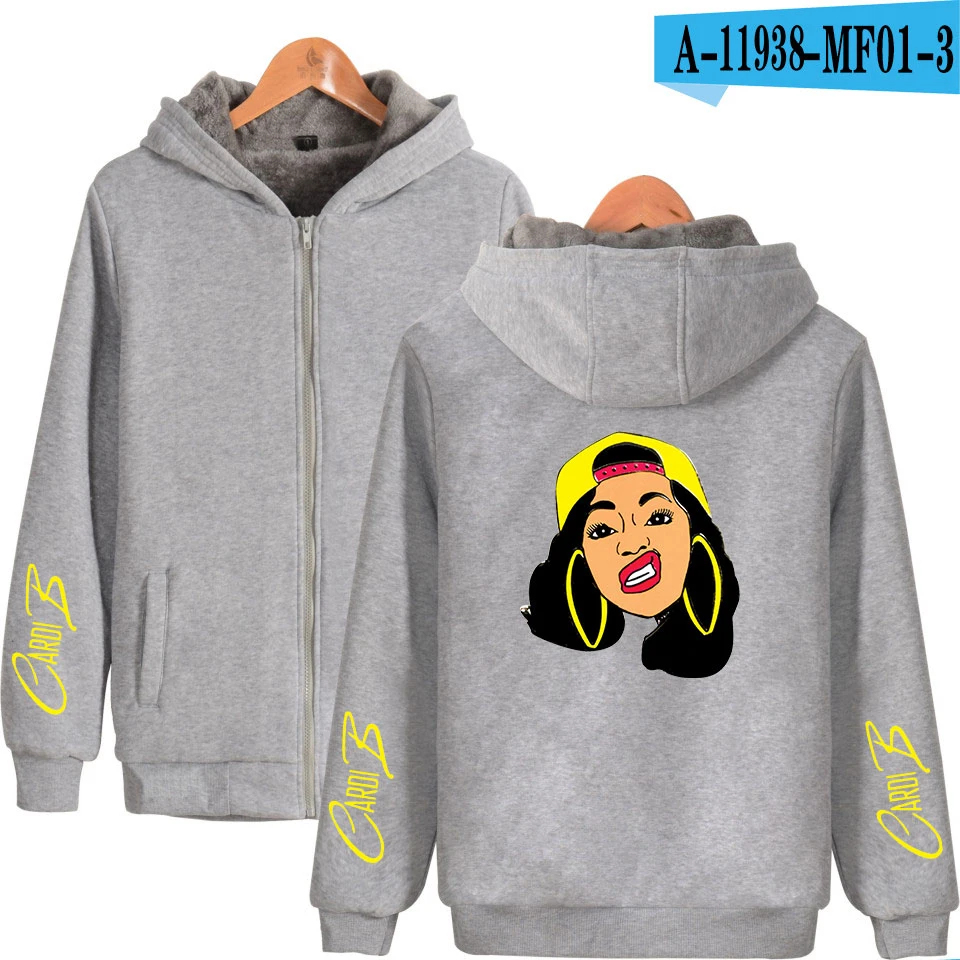 Cardi B 2D новая одежда с принтом горячая Распродажа толстовки с длинными рукавами на молнии для женщин и мужчин повседневная одежда с капюшоном на молнии - Цвет: Тёмно-синий