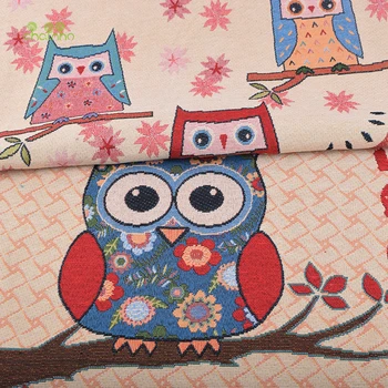 

Chainho,4pcs Owl Series,Yarn Dyed Polyester&Cotton Patchwork Cloth,Jacquard Fabric,For DIY Sewing Cushion,Curtain,Bags Material