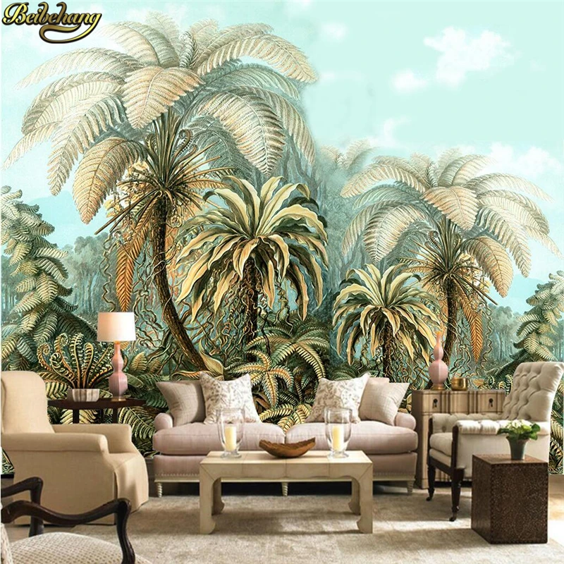 

beibehang Custom wallpaper wall murals wall stickers hand painted tropical plant wall painting large backdrop wall