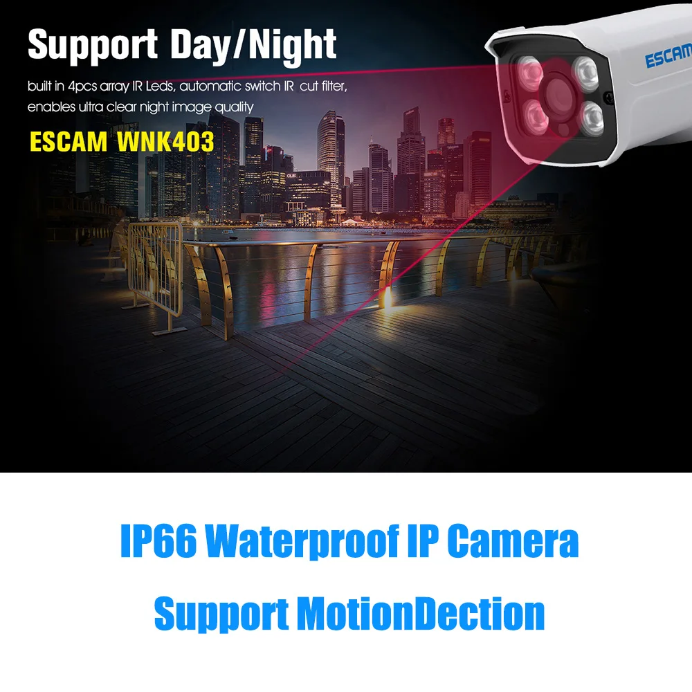 ESCAM WNK403 Wireless 720P 4 Channel NVR Kit with 4 IPC IP Camera WIFI CCTV System Outdoor IR Night Vision Security