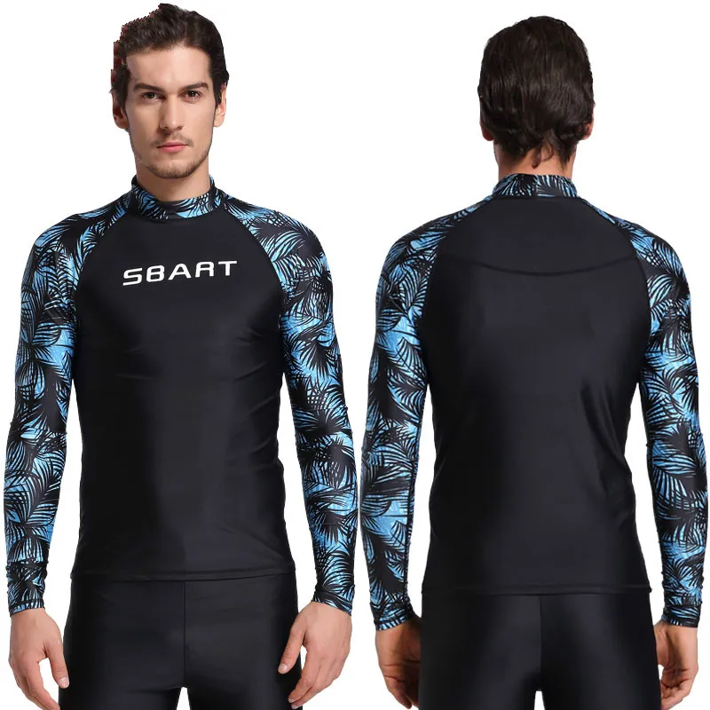 

SBART New Men Windsurf Rashguard Lycra Surf Swim Shirt UV Protection Rash Guard Diving Tops Long Sleeve Plus Size 3XL Swimsuit L