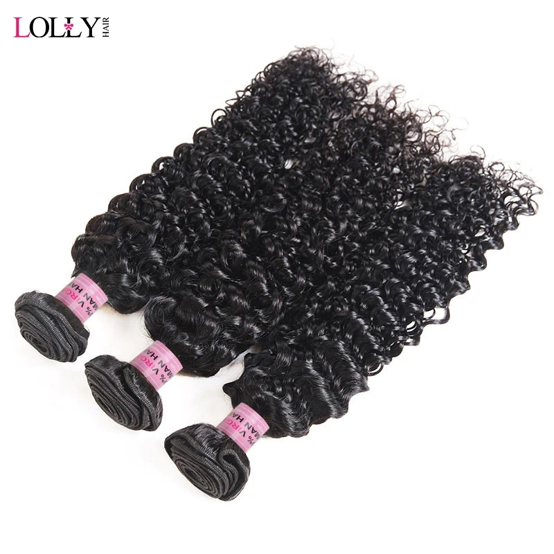 

Lolly 3 Bundles Deal Kinky Curly Hair Bundles Indian Human Hair Weave Bundles Natural Color Pre-Colored Hair Weave Extensions