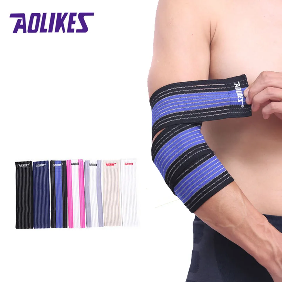 Aolikes 1 قطع عالية مطاطا ضمادة التفاف الشريط الكوع دعم كرة السلة الذراع ضغط التنس الكرة الرياضية المعدات والعتاد