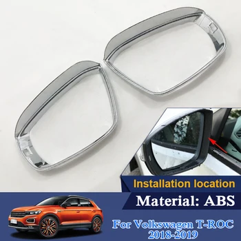 

QCBXYYXH ABS For VW T-ROC 2018-2019 Car Styling Rearview Mirror Rain Eyebrow Rainproof Flexible Blade Protector Car Accessories
