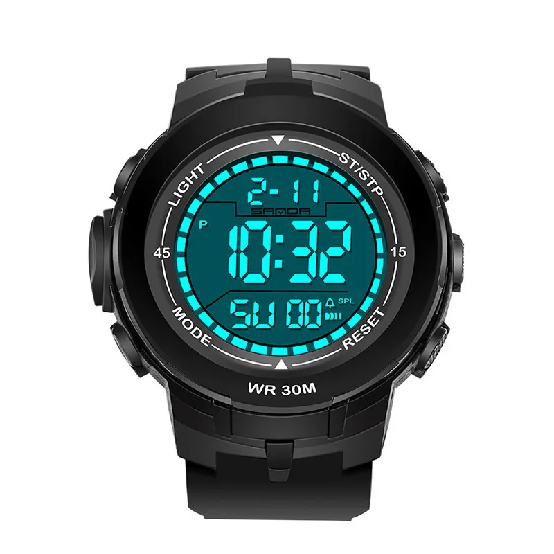 

2018 relogio masculino Acrylic plated black wristwatch quatz military watch back light sport watches men cool luxury man watches