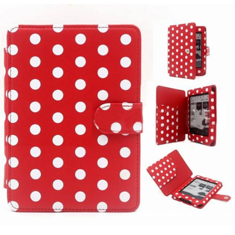 High Quality Amazon Kindle Paperwhite Case Cover New Polka dot Pu Leather Wakeup/Sleep Function Cover Case For Kindle 6inch