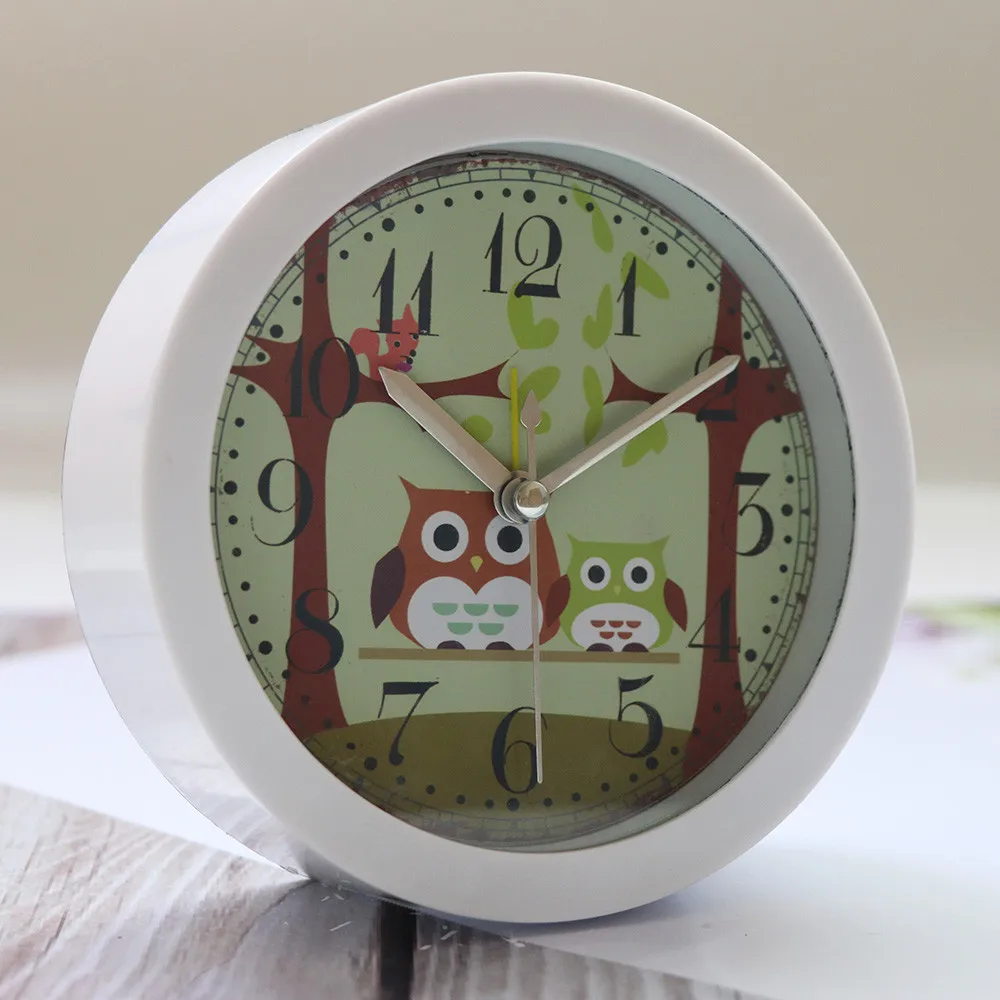 Милый сова Настольный будильник подарки для детей прекрасный мультфильм кварцевый механизм рядом с детьми украшение для дома часы 9J18