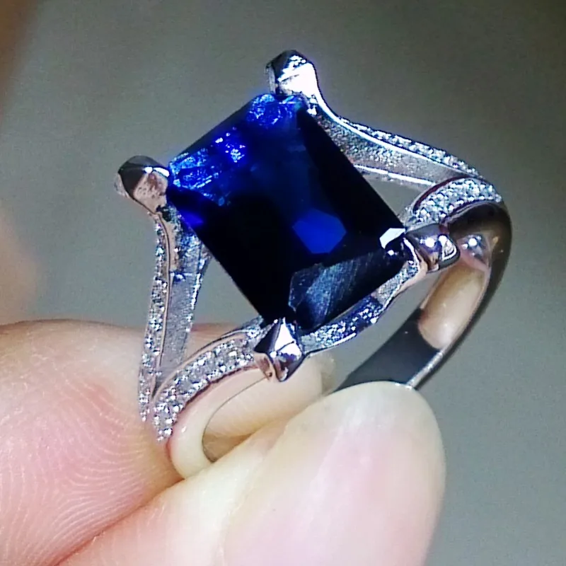Victoira Wieck 5ct Luxury Jewelry Vintage 925 Sterling Silver Blue Sapphire CZ font b Diamond b