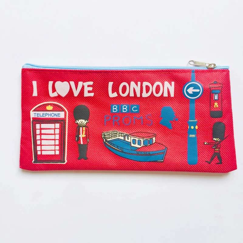 Kawaii I Love London Soldier холщовая ручка Карандаш сумка держатель для хранения студенческие канцелярские принадлежности
