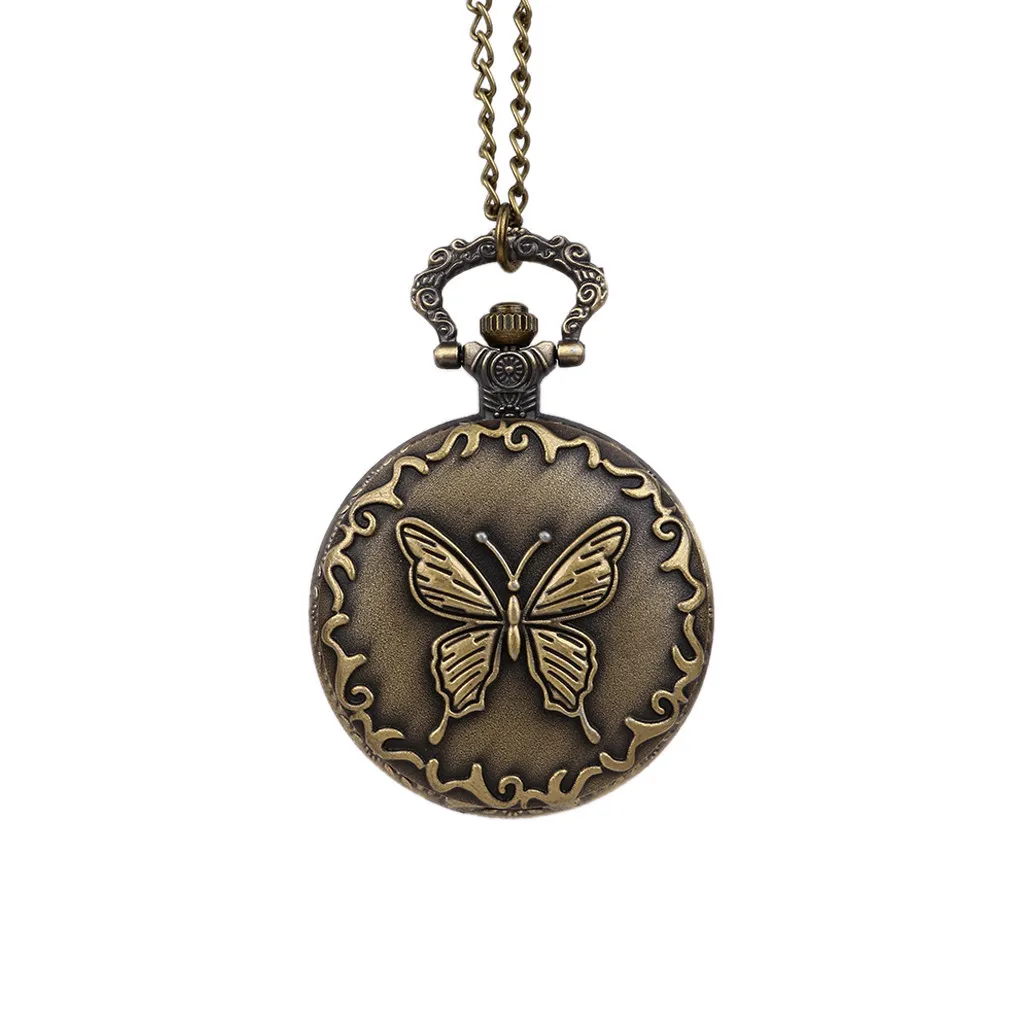 

Butterfly Pocket Watch Vintage Sweet Temperament Butterfly Pocket watch man woman kid gift necklace clock Couple old man watch