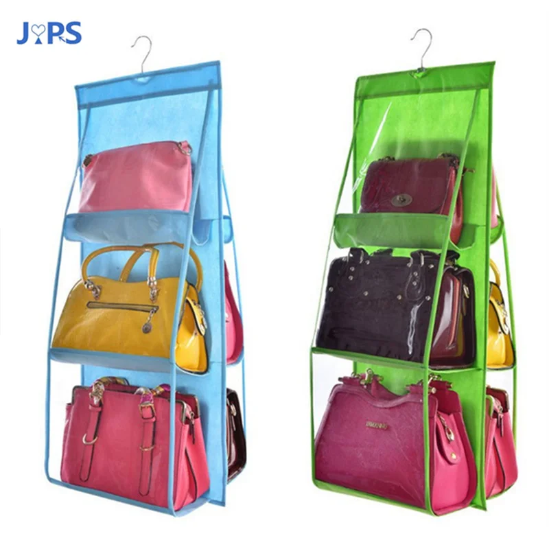 6 Pockets Hanging Storage Bag for Handbag Tote,Dust Proof Storage Organizer Closet Rack Hanger
