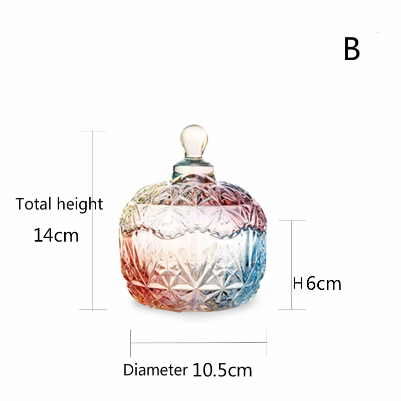 Прозрачное цветное Хрустальное стекло, банка для конфет, кофейная сахарница, закуски, сушеные фруктовые банки, контейнер для хранения ювелирных изделий, декоративный резервуар - Цвет: 02