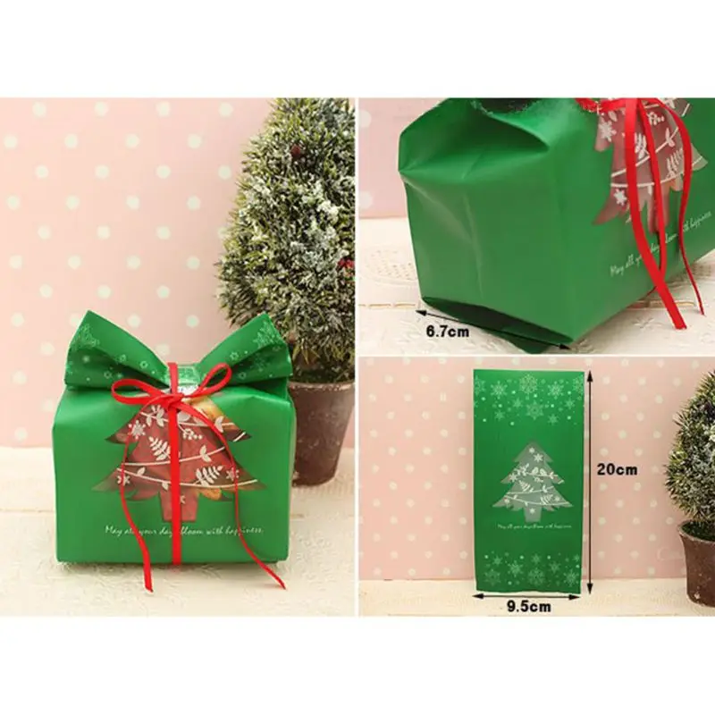 50 шт. красный/зеленый Рождественские подарки подарочные пакеты коробка для конфет со снежинками Рождественский десерт печенья сумки украшения для дома Navidad