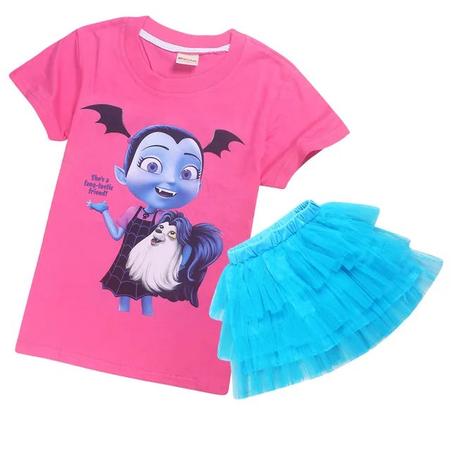 2018 Vampirina Cotton T Shirt Tutu Skirt Sets Childrens Birthday Party Cosplay Costumes Cartoon Print Children Summer Clothes In Clothing Sets From - tutu skirt roblox