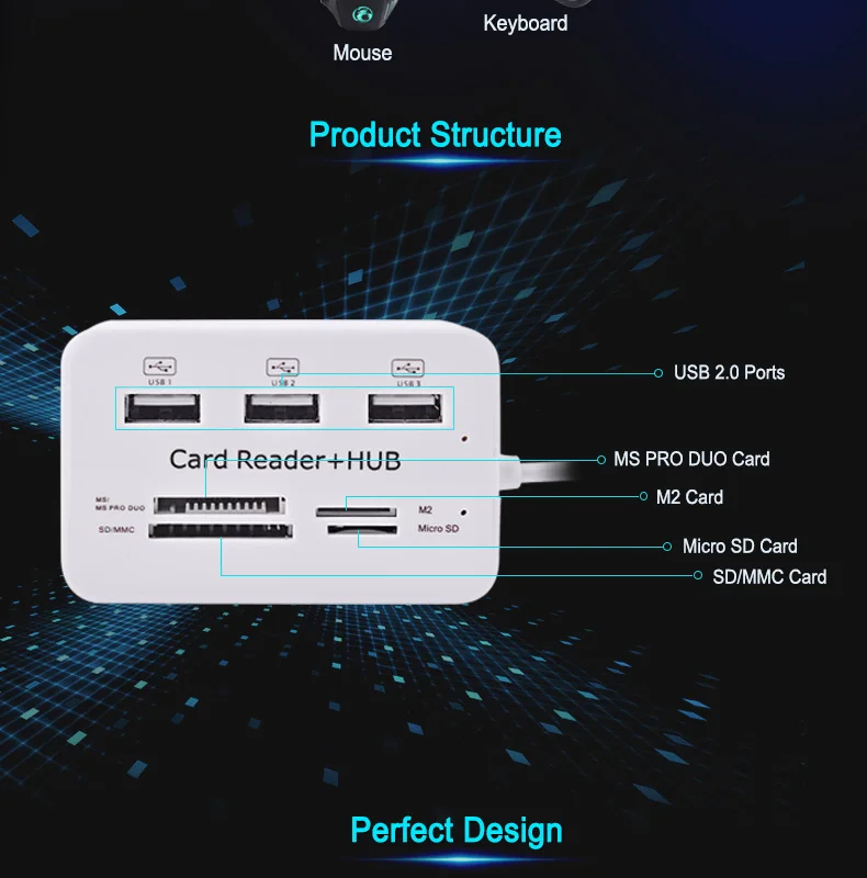 Binful Micro USB HUB Combo 2.0 3 Порты card reader высокое Скорость multi USB разветвитель все в одном для ПК компьютер Интимные аксессуары Тетрадь